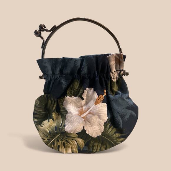 VTG Hawaiian Aloha Print Cotton Barkcloth Luau Hand Bag Retro 10x9 - Picture 9 of 9